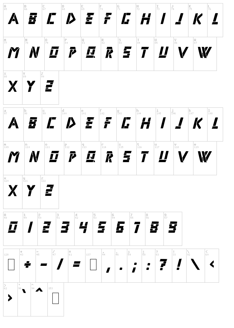 Rifle 1 font map